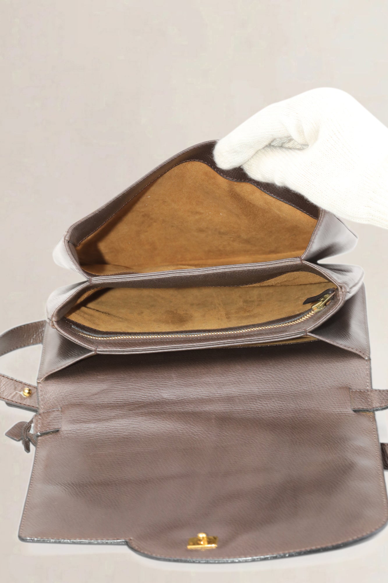 Delvaux Bruine Leren Crossbody Tas