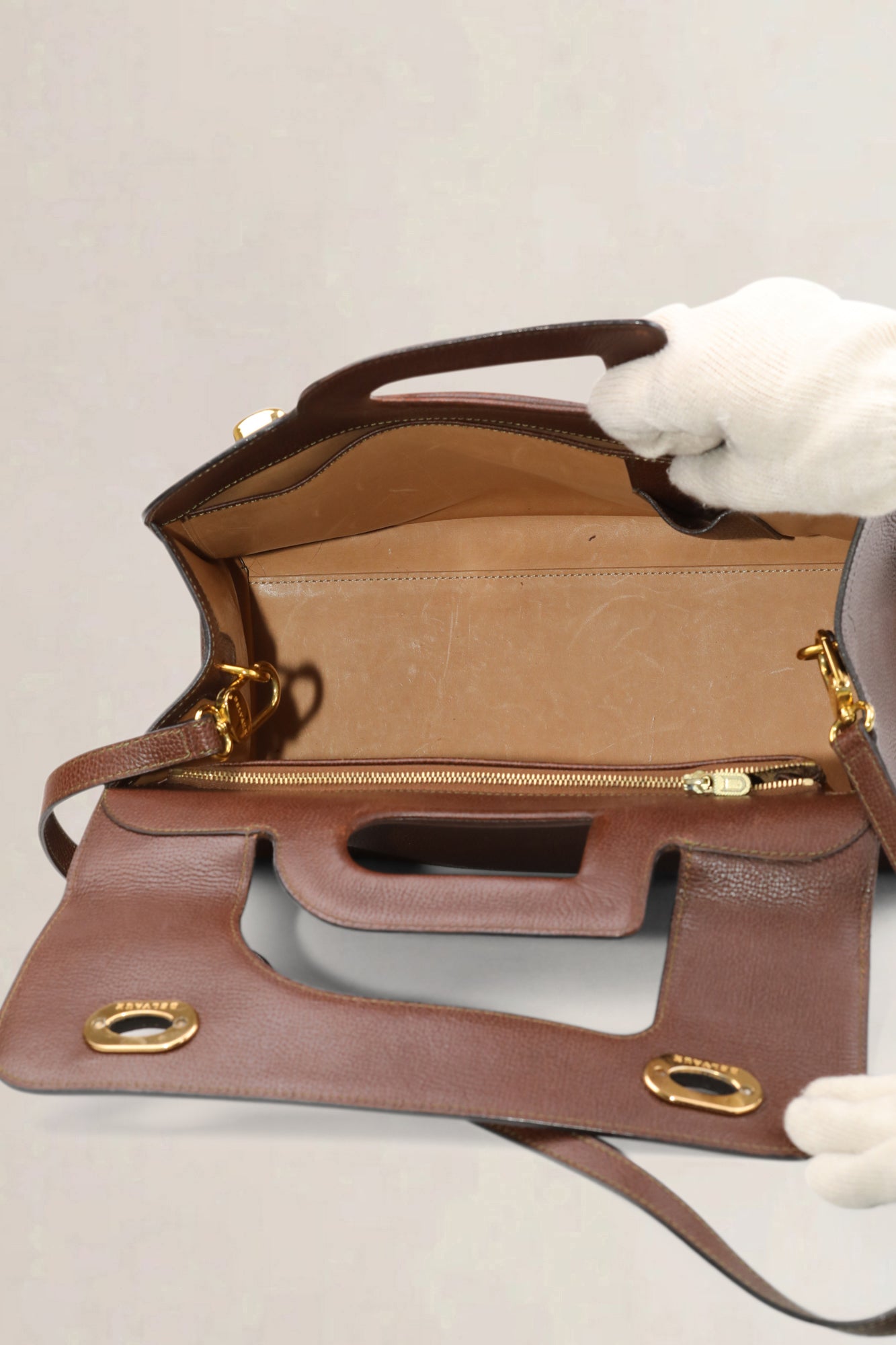 Delvaux Bruine Emeraude Crossbody Tas