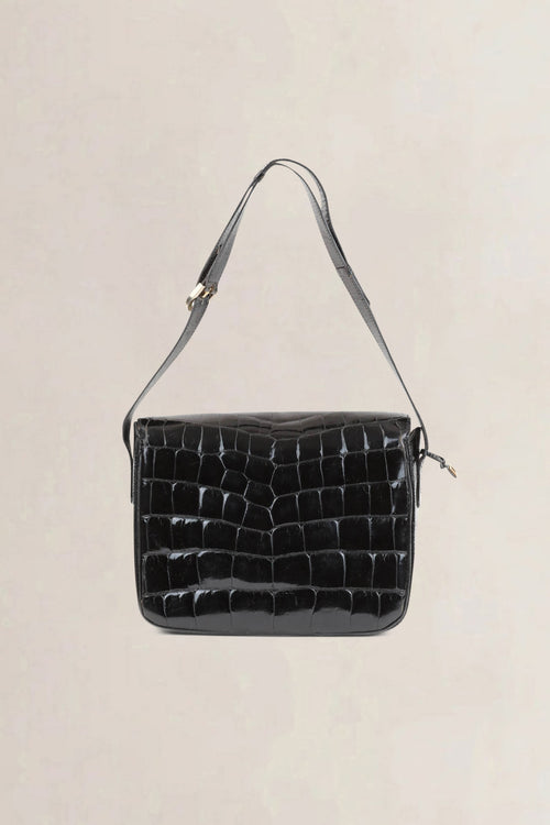 Delvaux Black Croco Shoulder Bag
