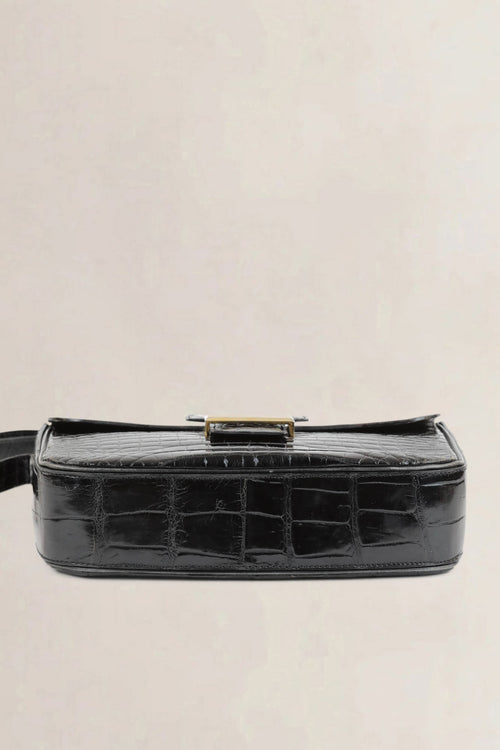 Delvaux Black Croco Shoulder Bag