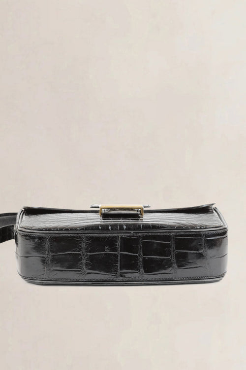 Delvaux Black Croco Shoulder Bag