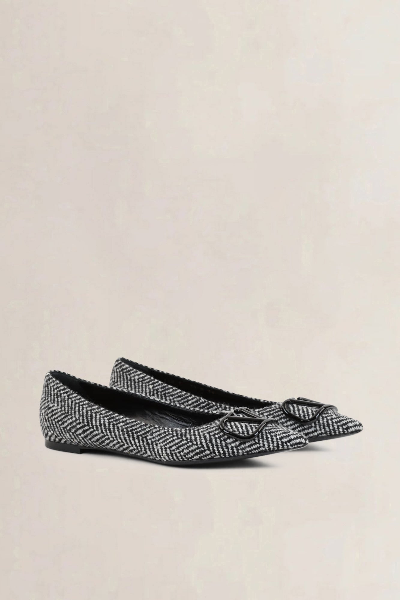Valentino Black/White Cloth Ballet Flats