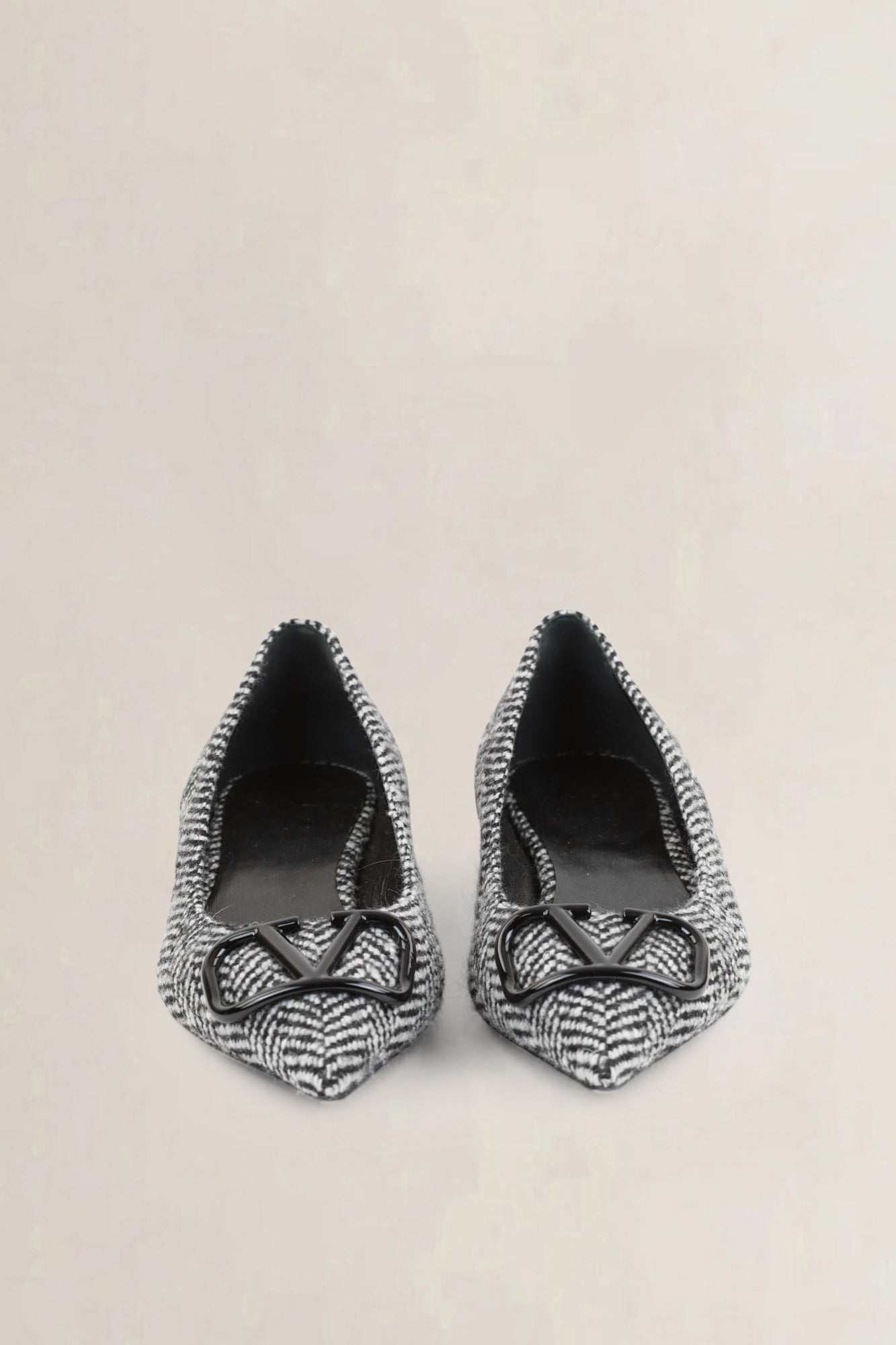 Valentino Black/White Cloth Ballet Flats