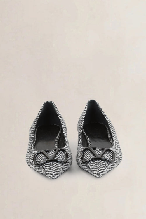 Valentino Black/White Cloth Ballet Flats