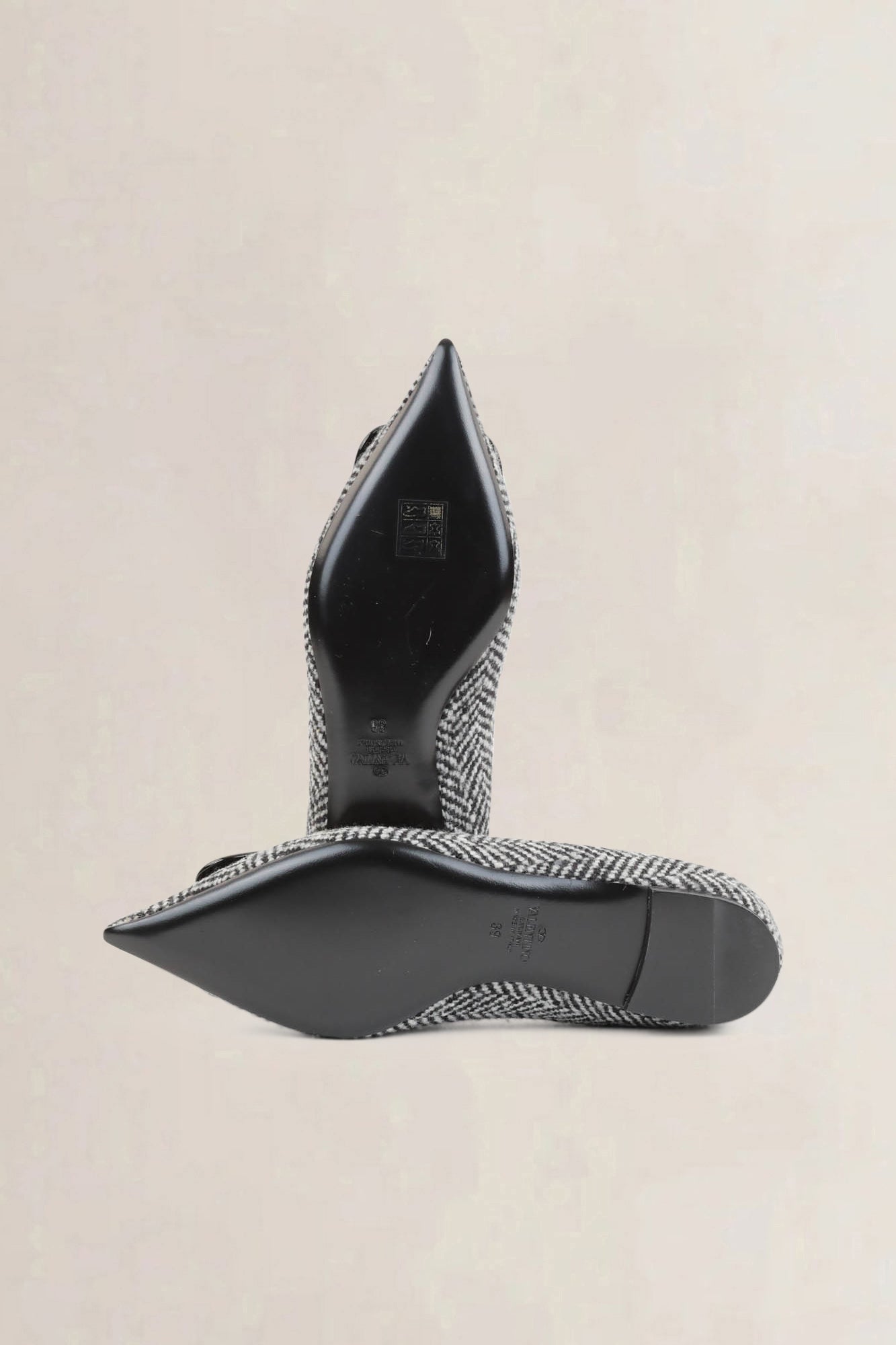 Valentino Black/White Cloth Ballet Flats
