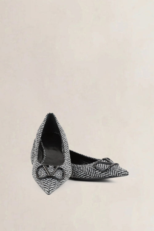 Valentino Black/White Cloth Ballet Flats