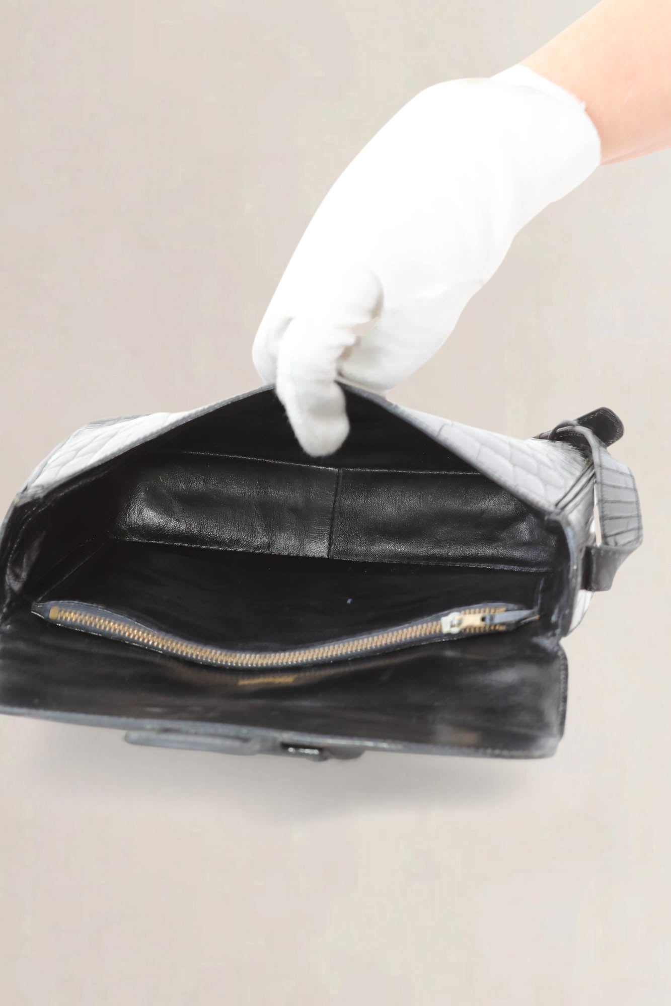 Delvaux Black Croco Shoulder Bag