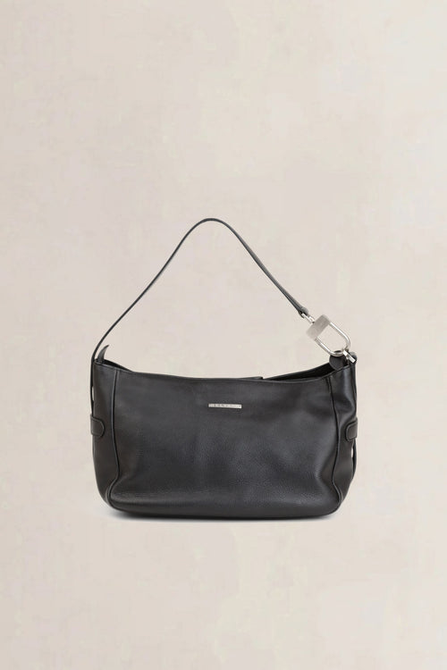 Sac à bandoulière en cuir noir Delvaux