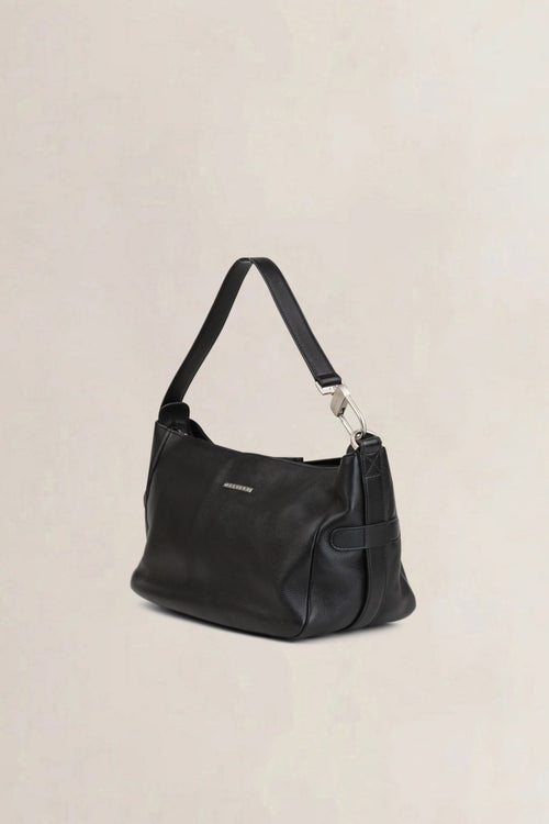 Sac à bandoulière en cuir noir Delvaux