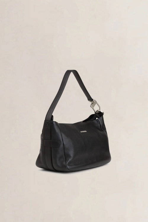 Sac à bandoulière en cuir noir Delvaux