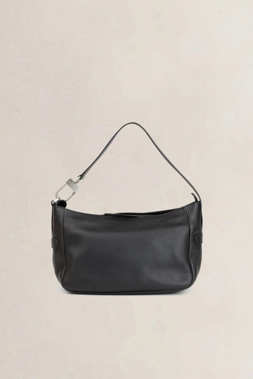 Sac à bandoulière en cuir noir Delvaux
