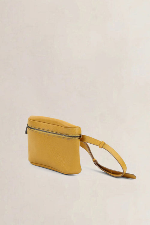 Deux De Delvaux Yellow Leather Belt Bag
