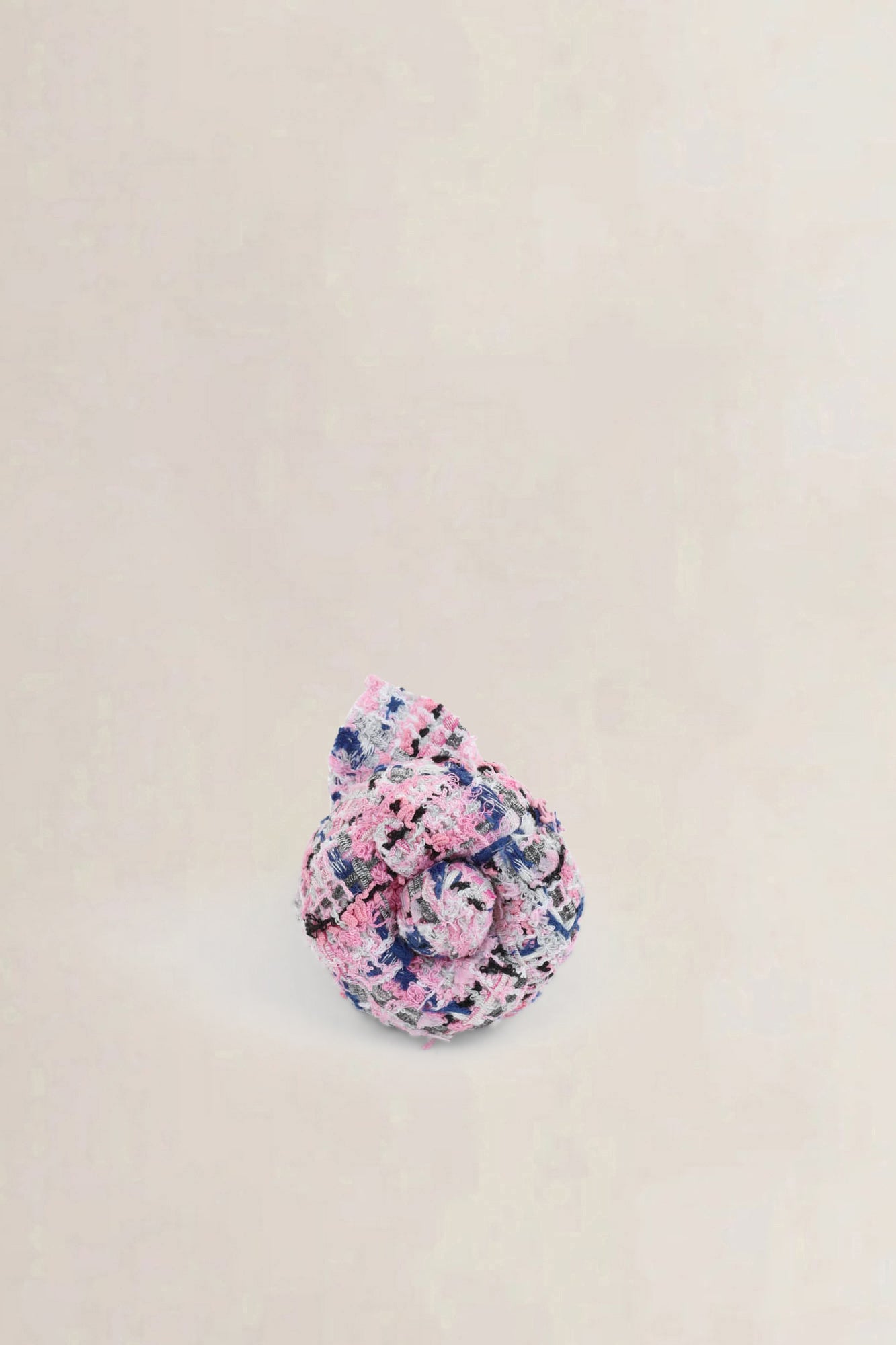 Chanel Pink/Blue Camellia Tweed Brooch