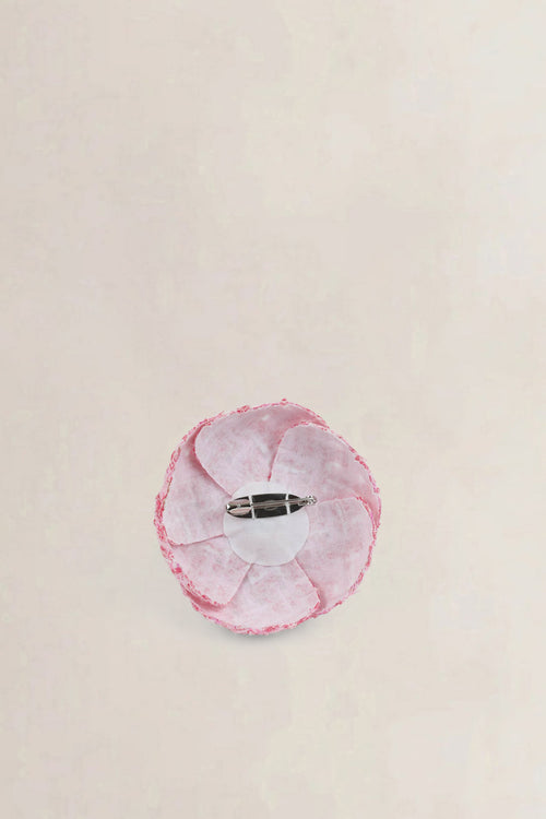 Chanel Pink Cotton Camellia Flower Brooch