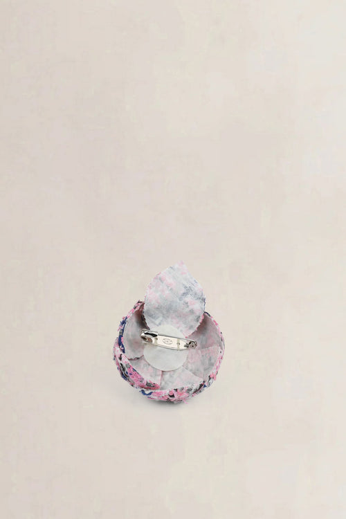 Chanel Pink/Blue Camellia Tweed Brooch