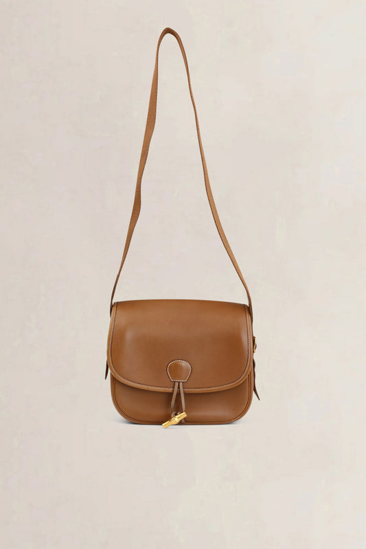 Vintage Camel Duffle Bamboo Crossbody Bag