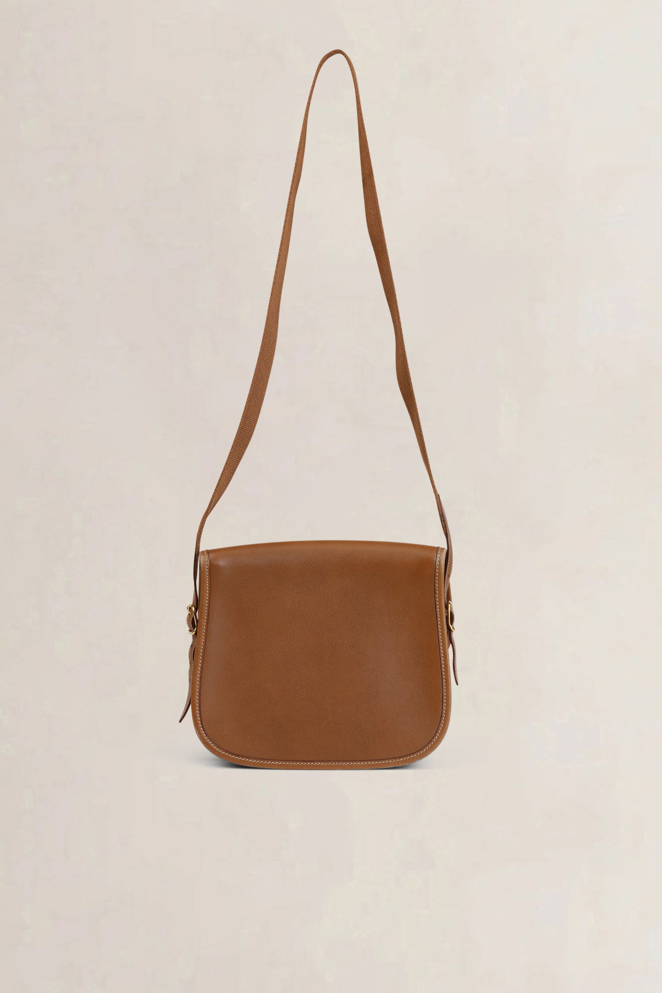 Vintage Camel Duffle Bamboo Crossbody Bag