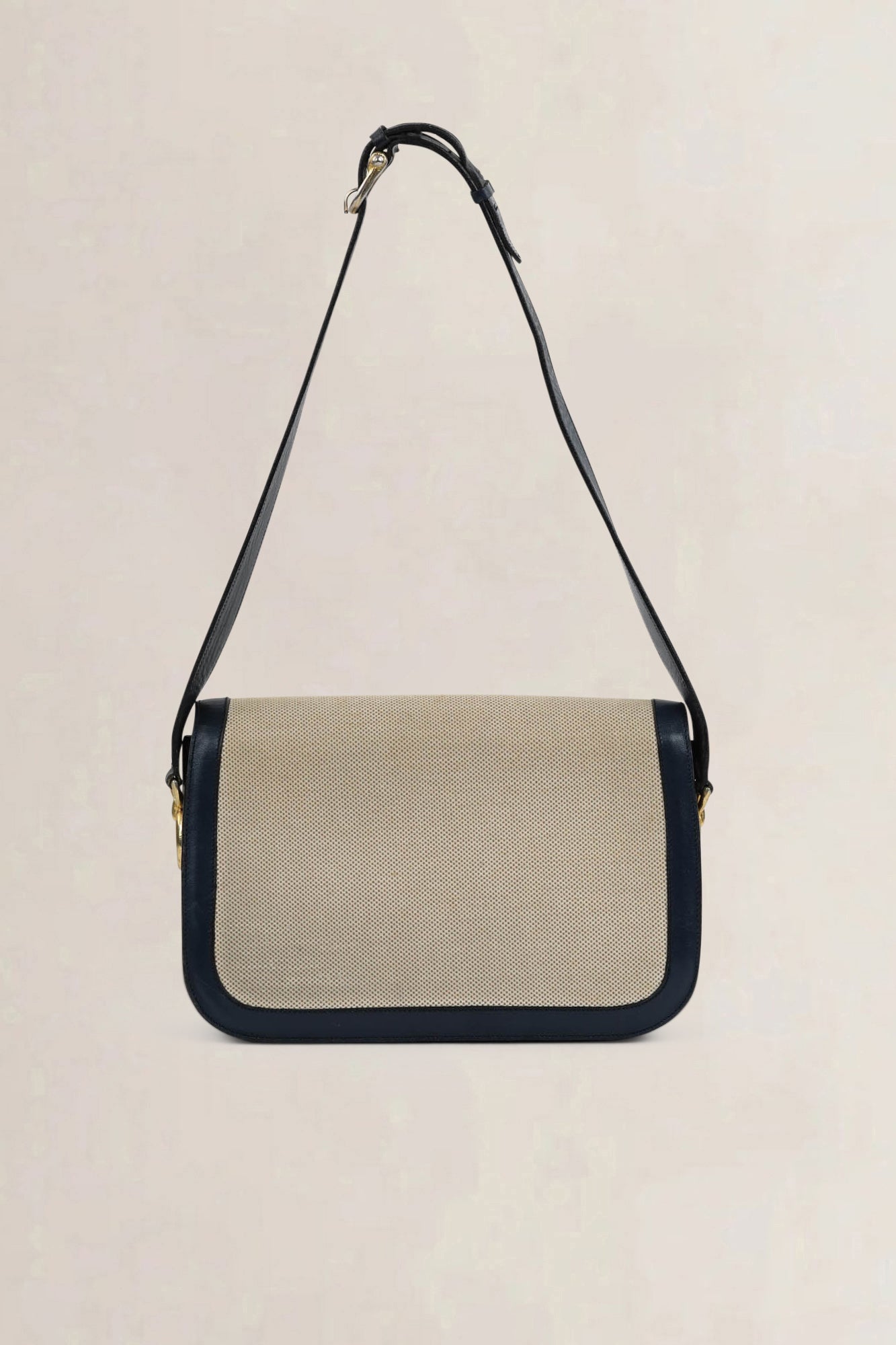 Céline Vintage Blue Leather Canvas Shoulder Bag