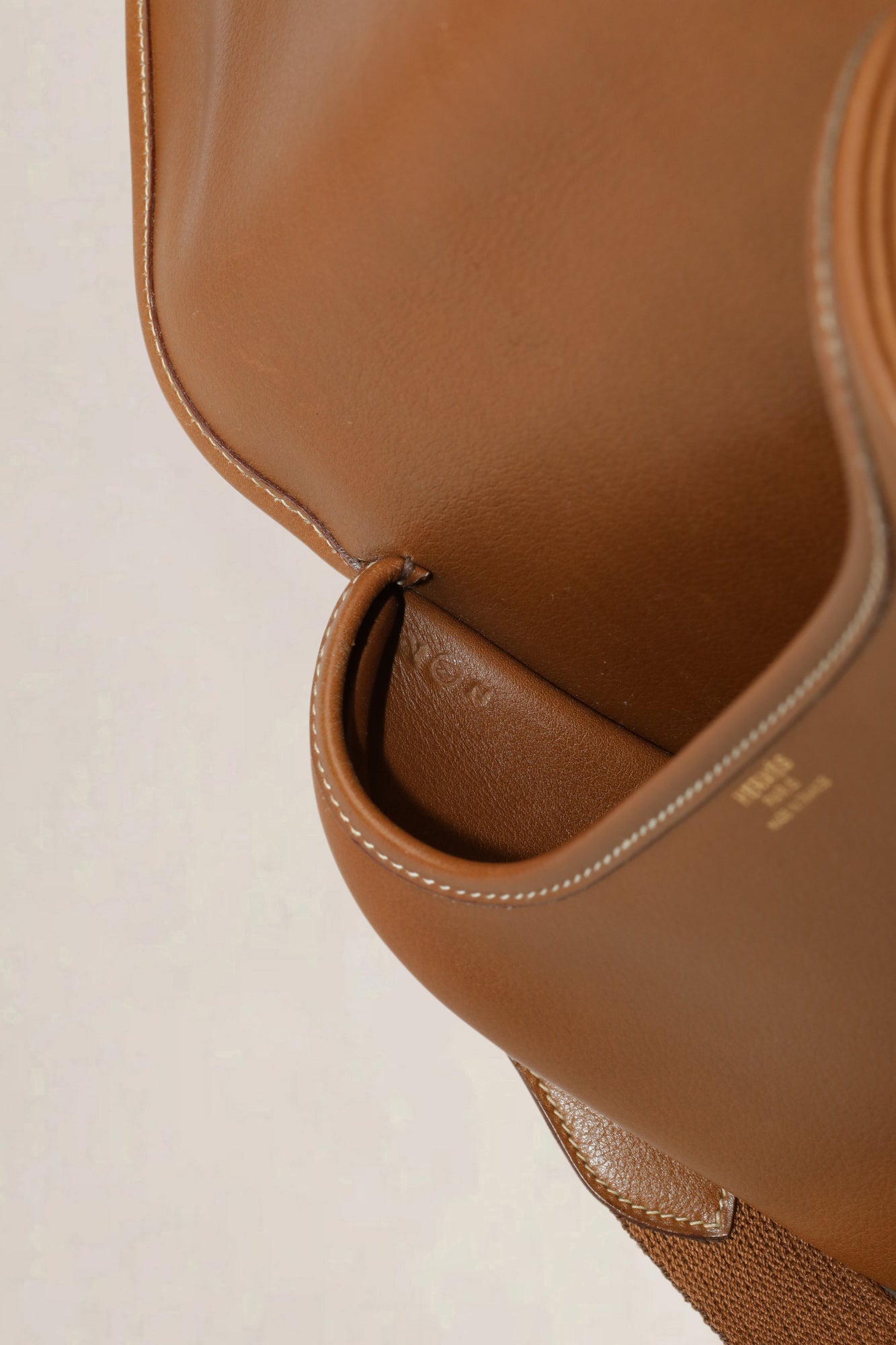 Vintage Camel Duffle Bamboo Crossbody Bag
