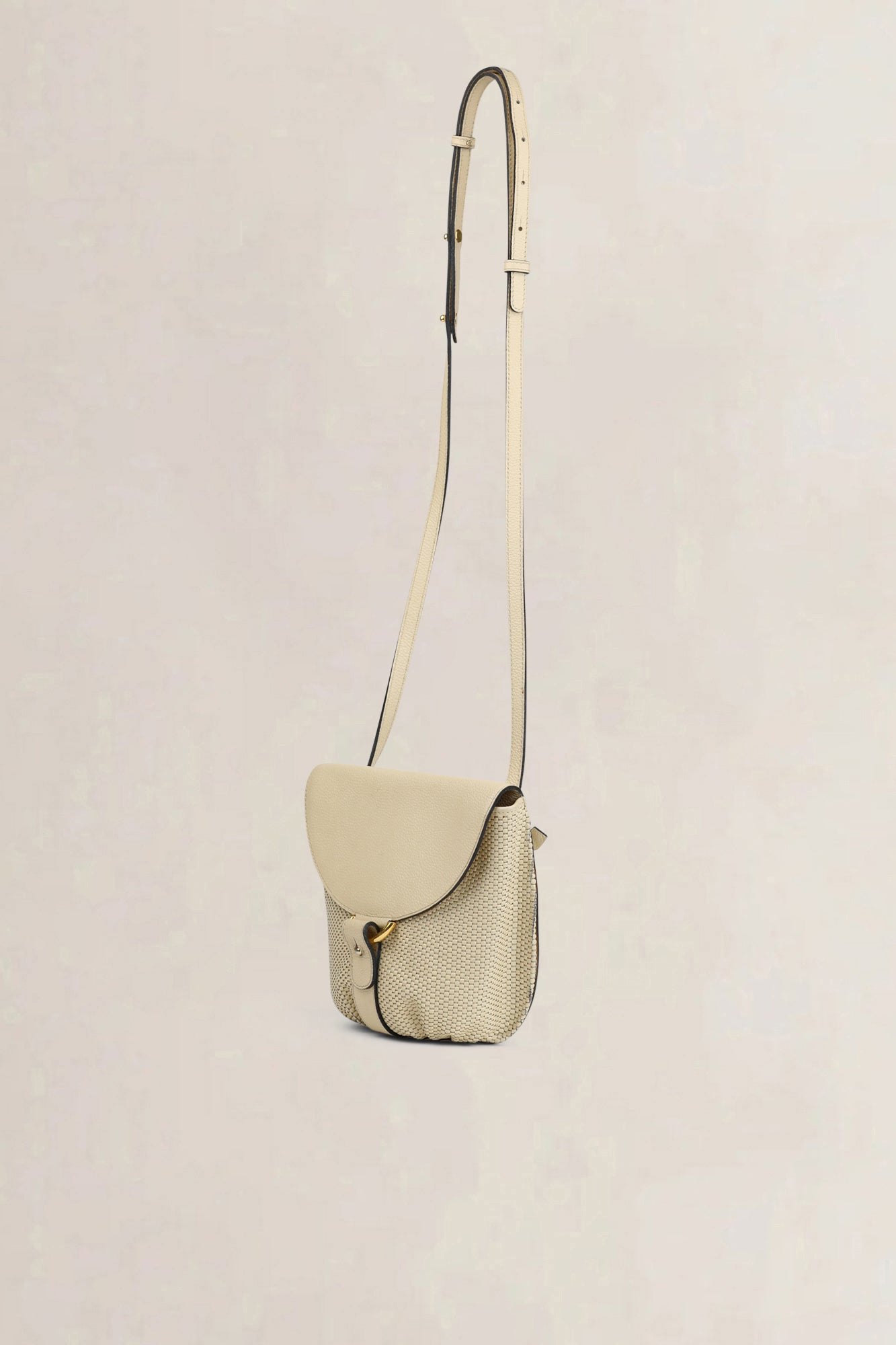 Sac bandoulière en toile de cuir Delvaux White Listrac PM