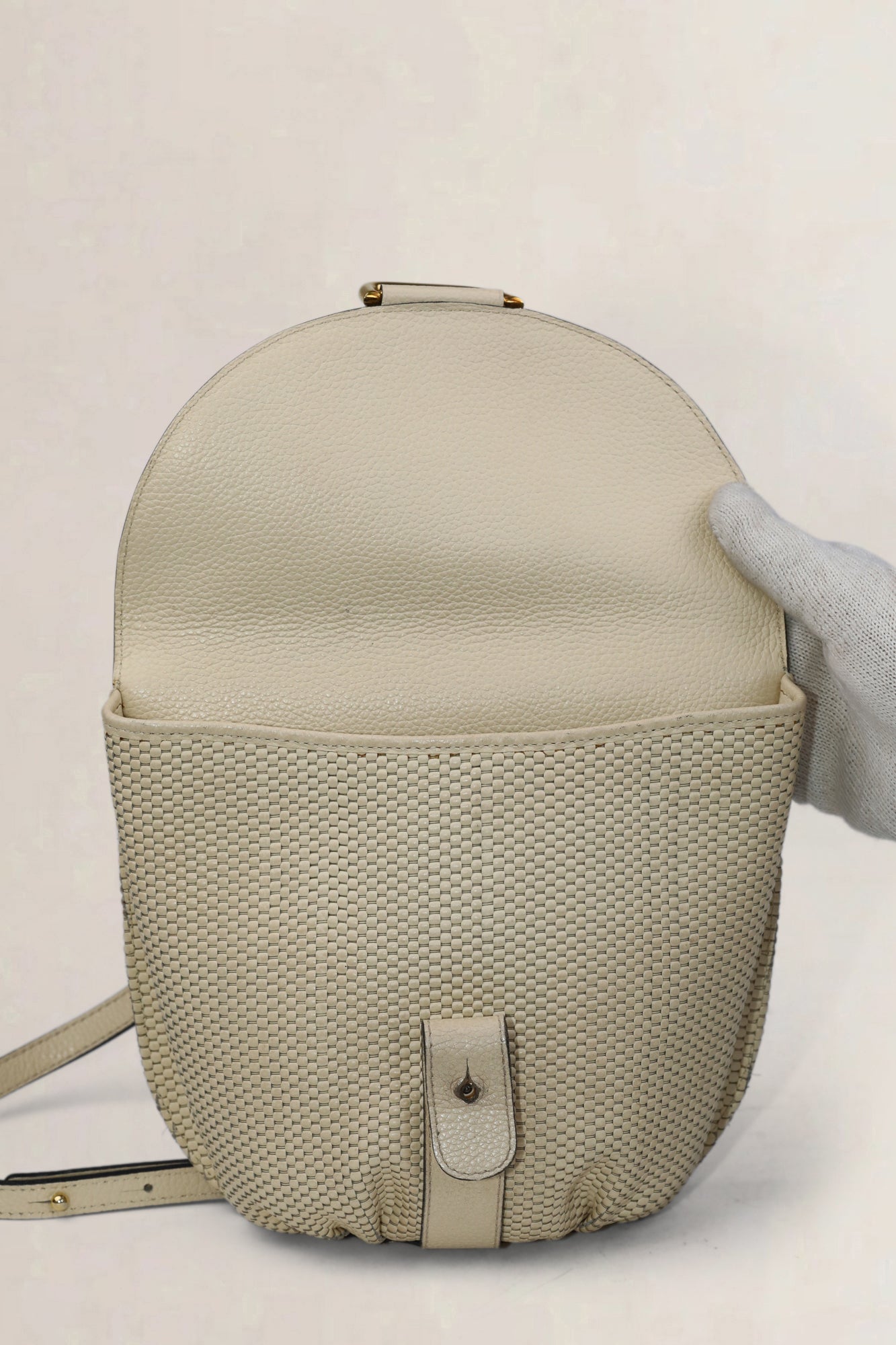 Sac bandoulière en toile de cuir Delvaux White Listrac PM