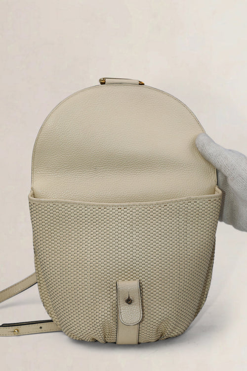 Sac bandoulière en toile de cuir Delvaux White Listrac PM