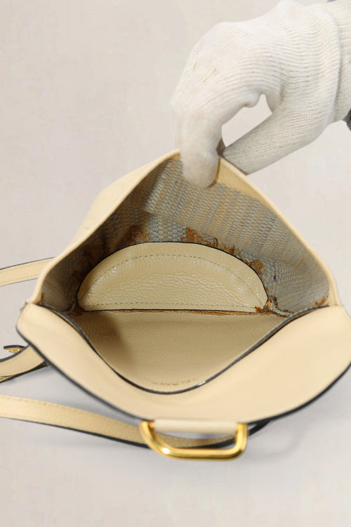 Sac bandoulière en toile de cuir Delvaux White Listrac PM