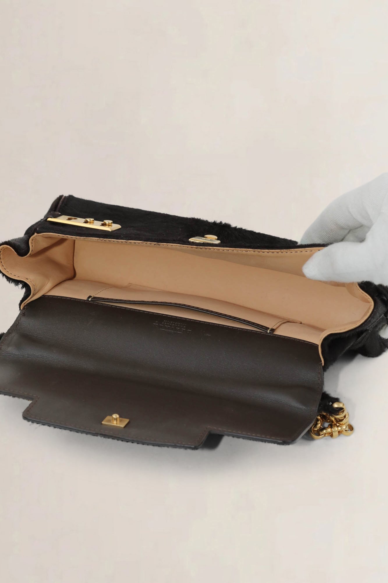 Delvaux Brown Tempête Pony Hair Shoulder Bag