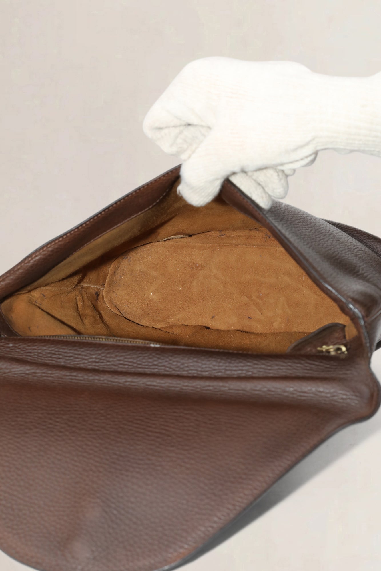 Delvaux Bruine Leren Mimosa Crossbody Tas