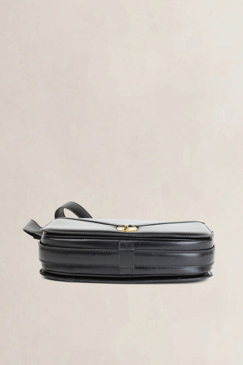 Vintage Céline Black Leather Gold Turnlock Crossbody Bag