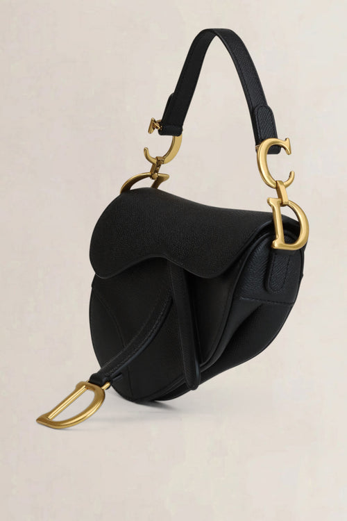 Black Leather Mini Saddle Bag