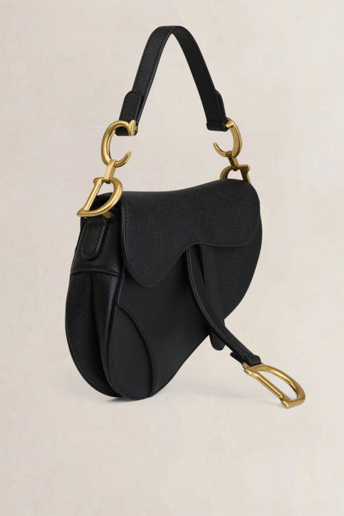 Black Leather Mini Saddle Bag