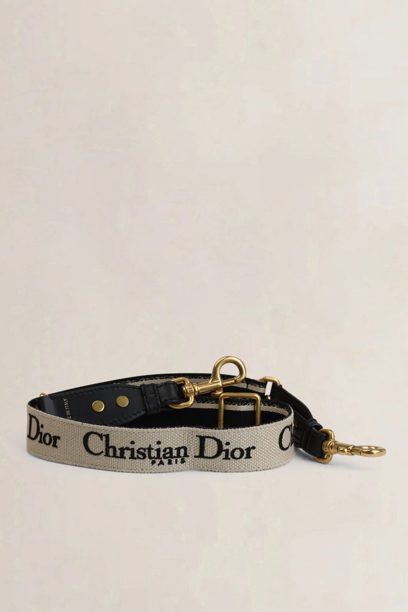 Christian Dior Zwarte Verstelbare Schouderband Met Ring