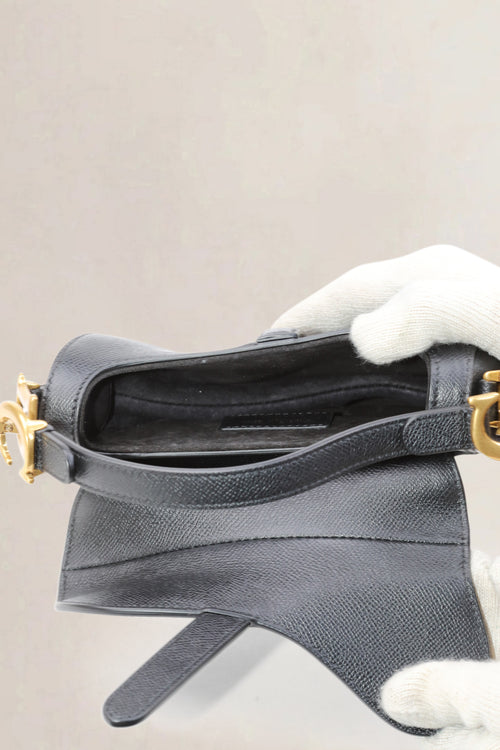 Black Leather Mini Saddle Bag
