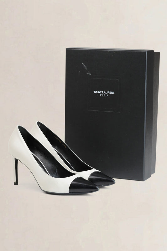 Escarpins pointus en cuir bicolore Saint Laurent Paris
