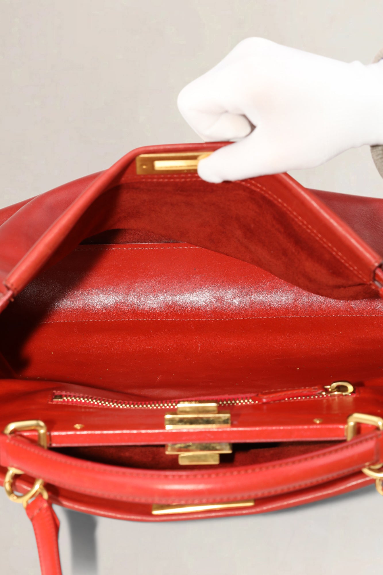 Fendi Red Peekaboo Grote Schoudertas