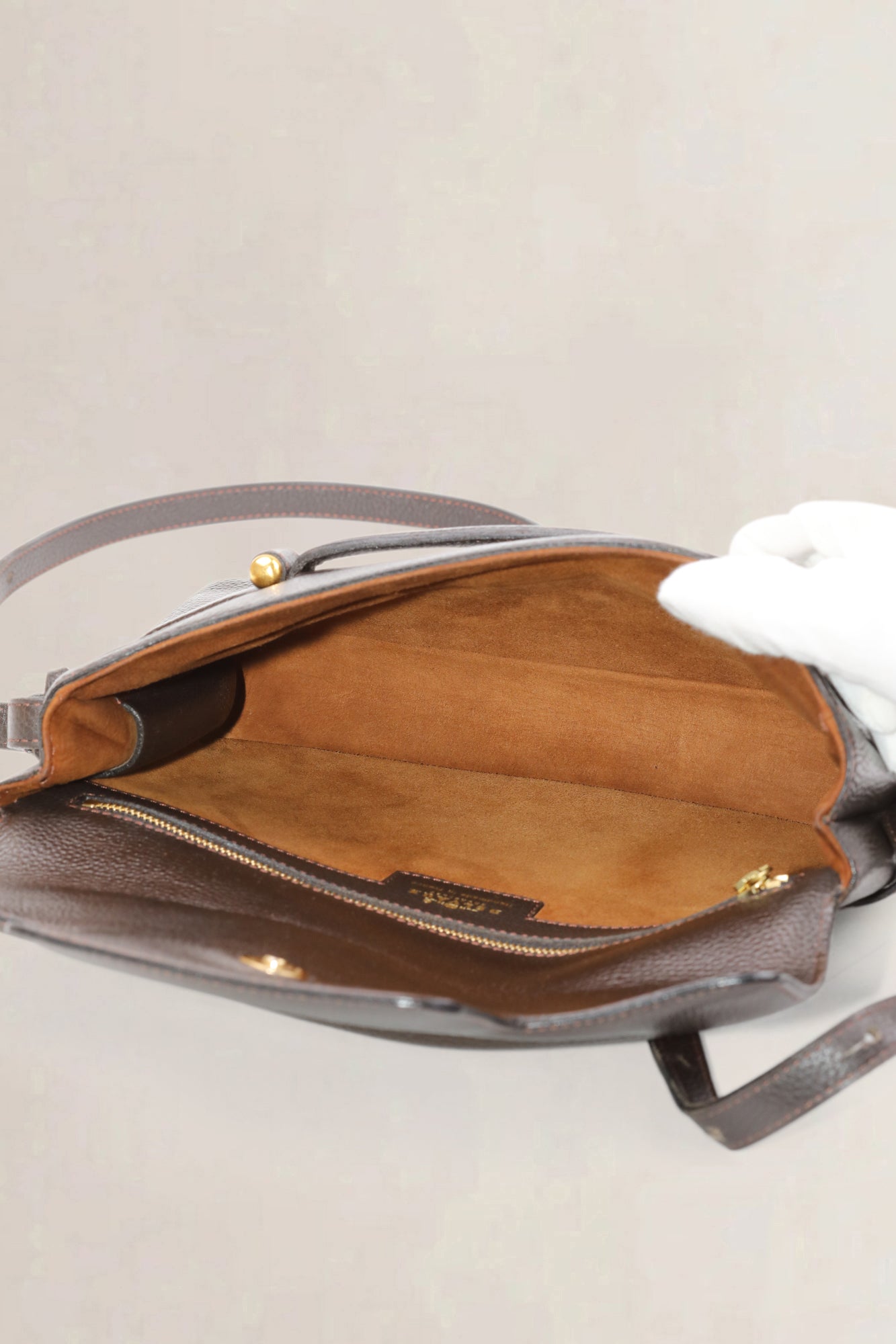 Delvaux Bruine Leren Crossbody Tas