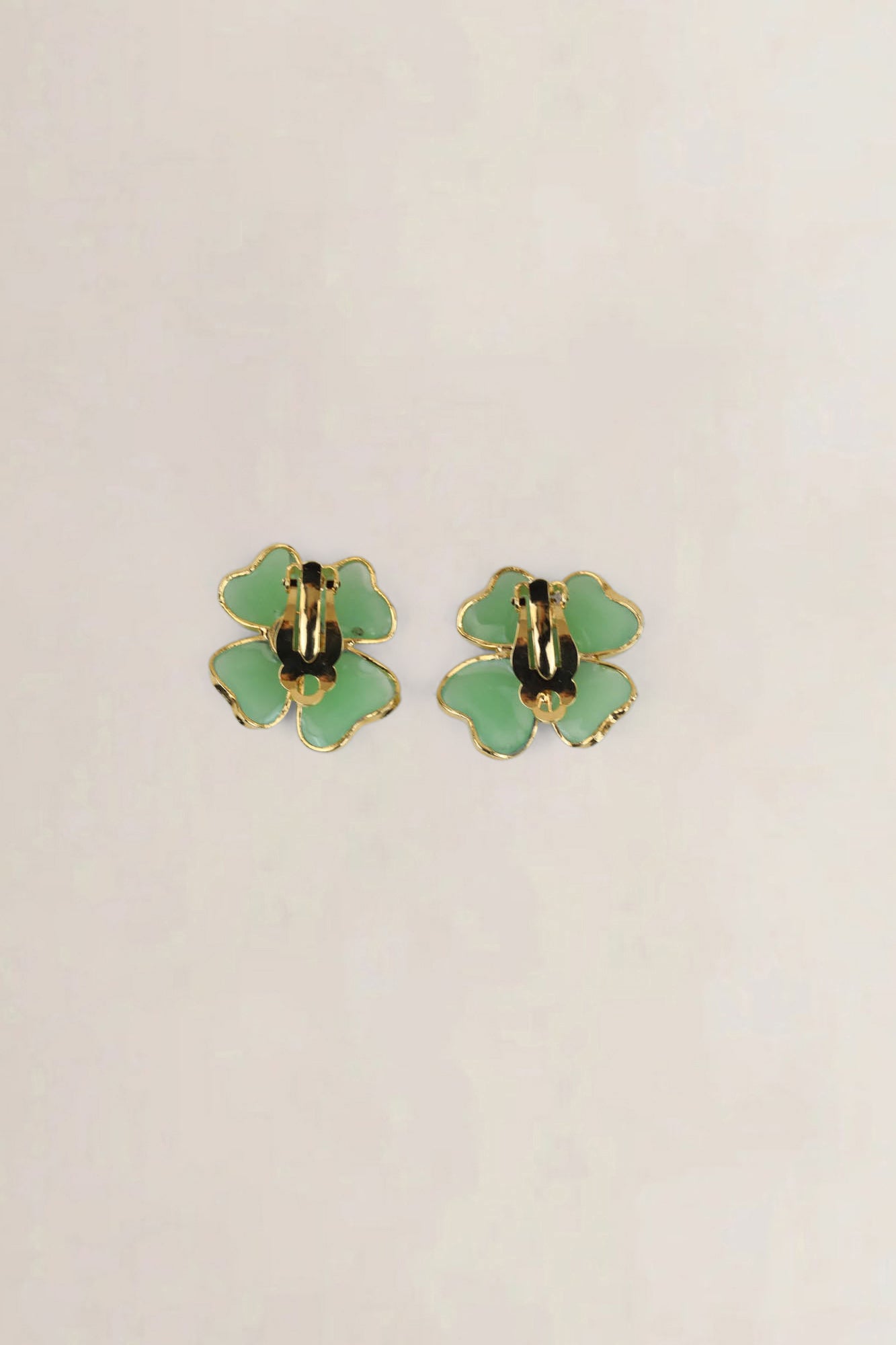 Green Flower Clip-On Earrings