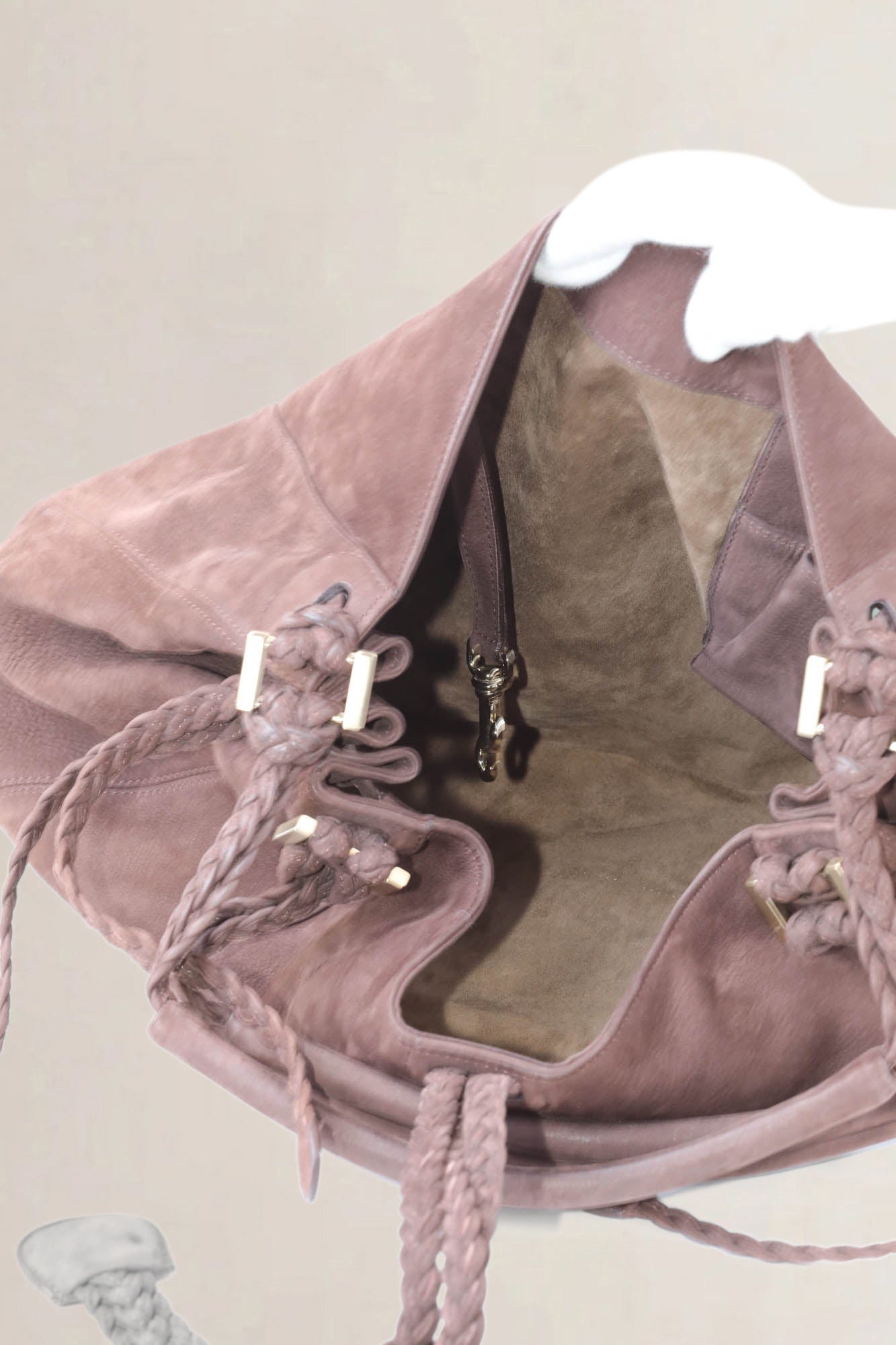 Delvaux Brown Nubuck Eugène GM Shoulder Bag