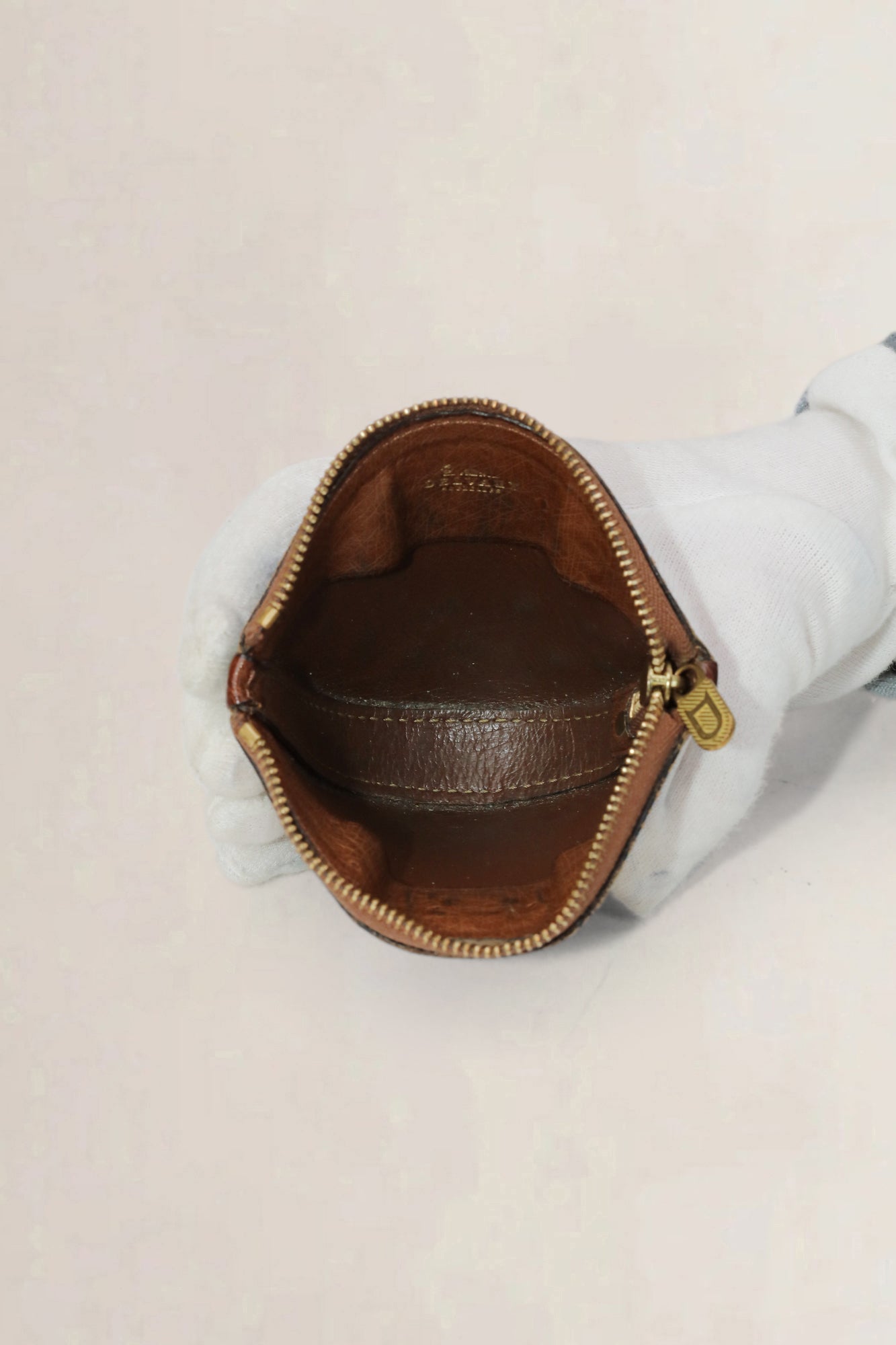 Delvaux Bruin Struisvogelleren Muntenportemonnee