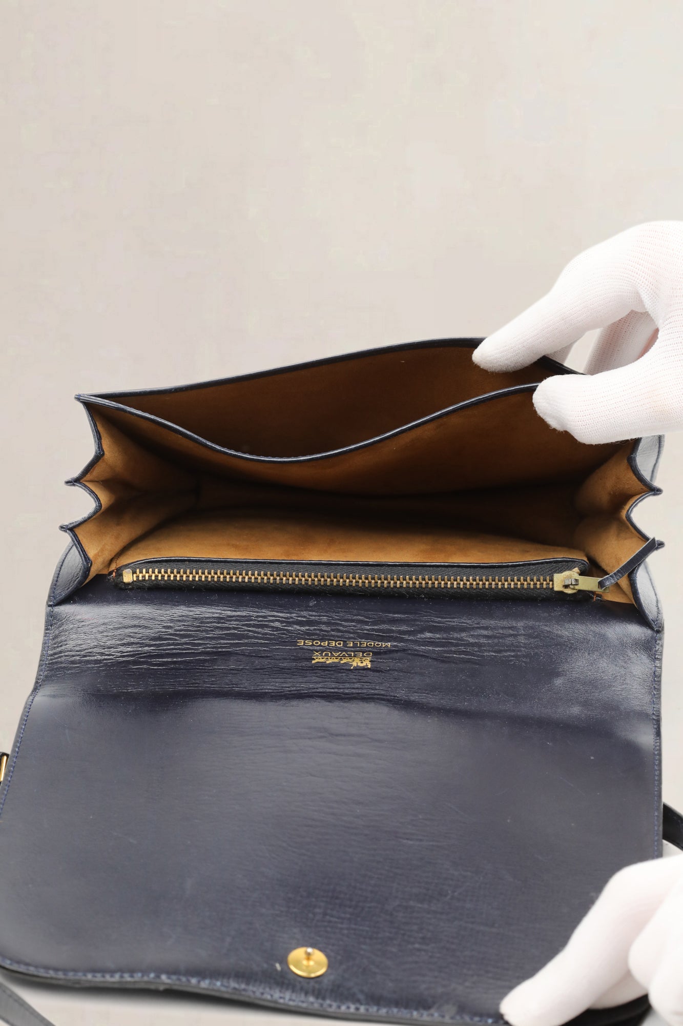 Delvaux Vintage Blauwe Leren Schoudertas