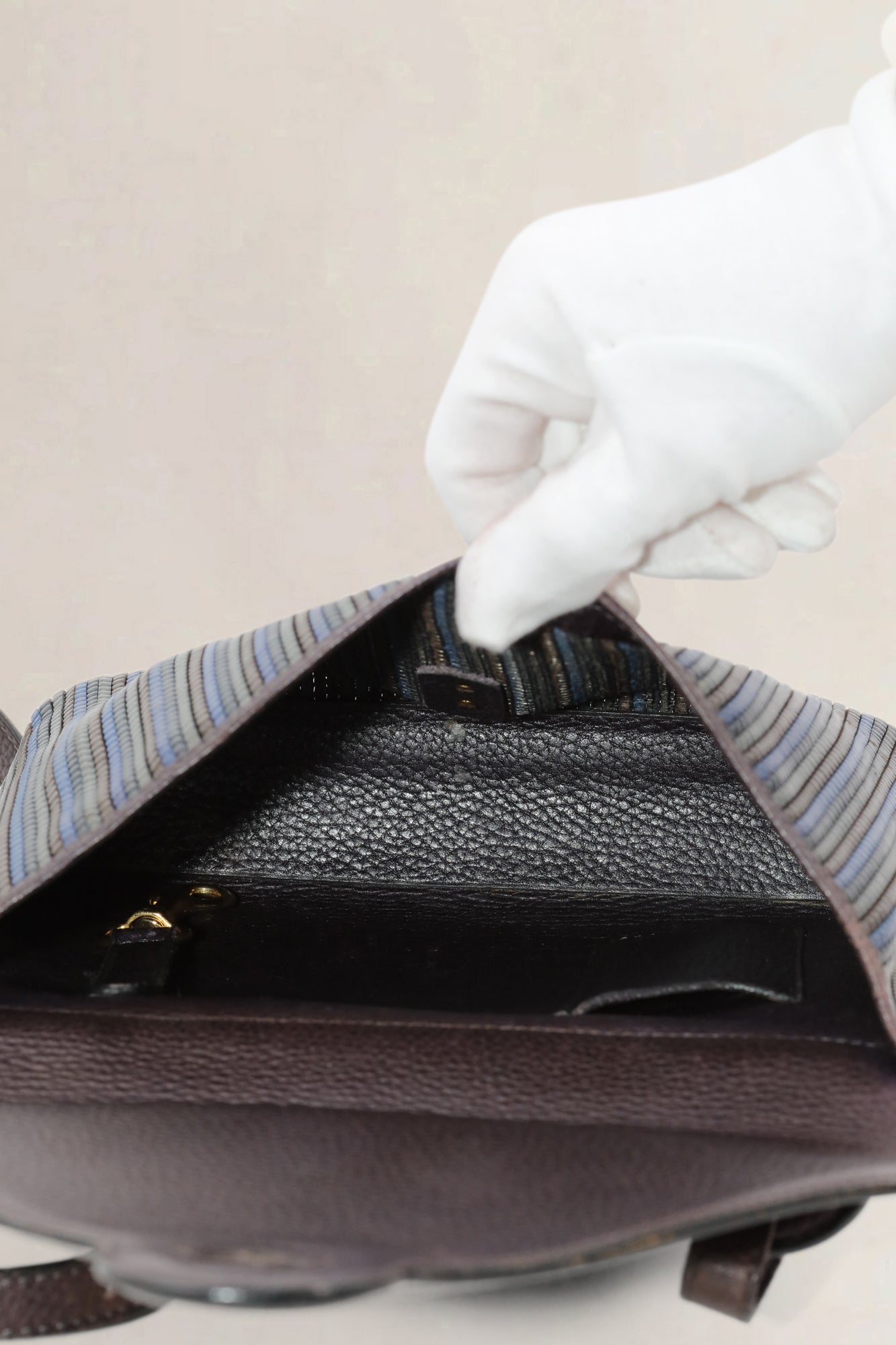 Delvaux bruin/blauwe toile de cuir crossbodytas