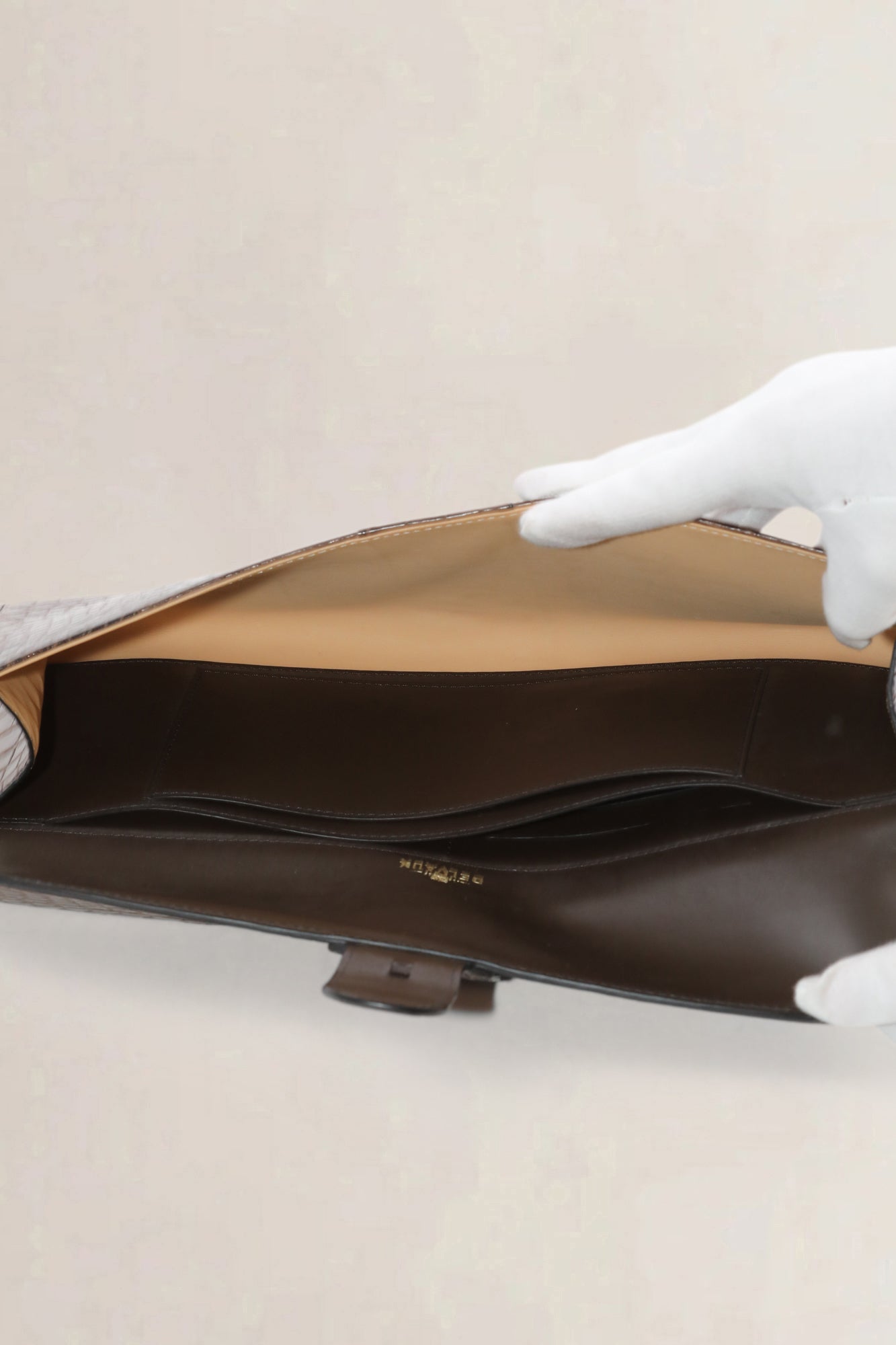 Delvaux Brown Brillant Alligator Ténéré-clutch