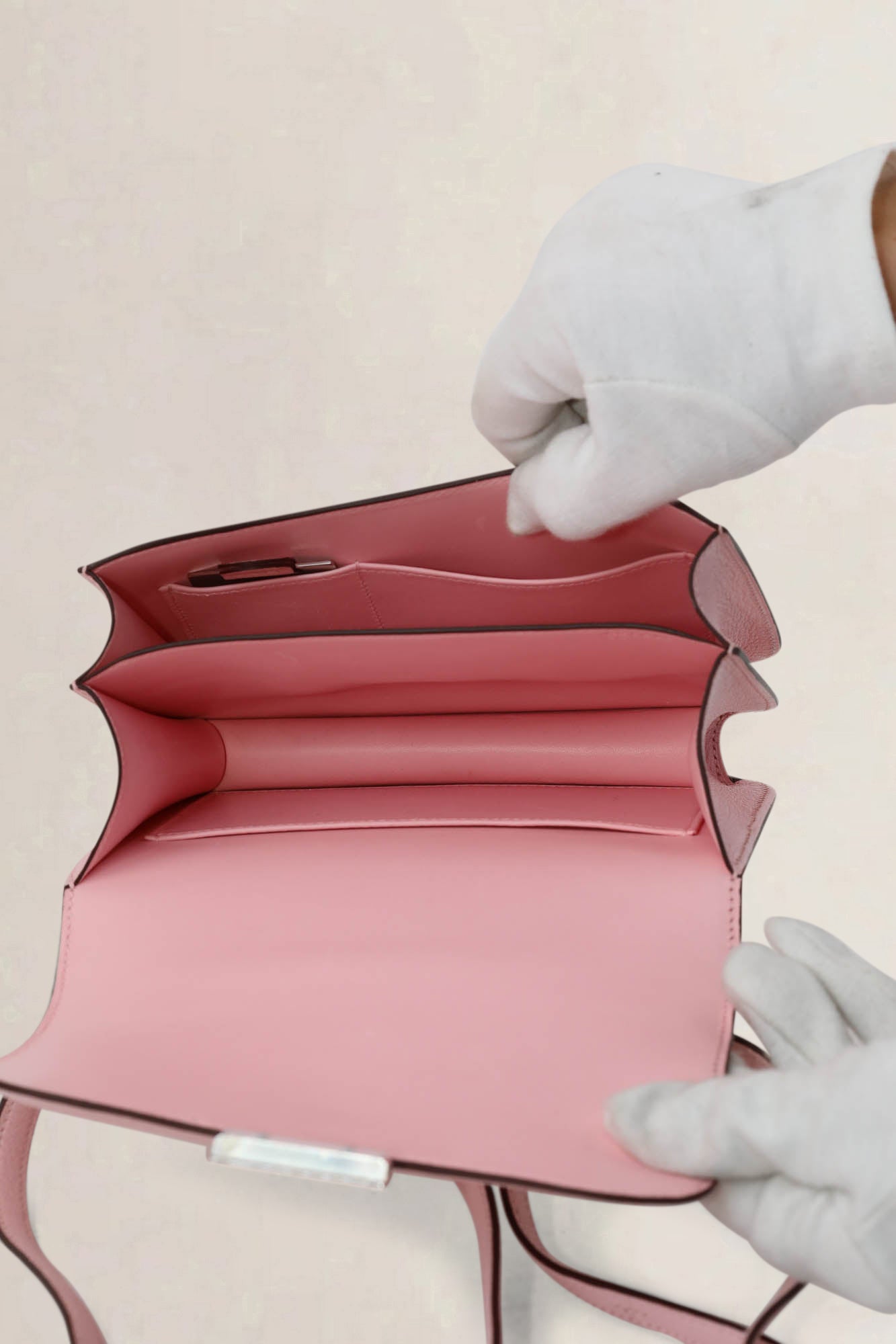 Hermès Constance Mini Chèvre Rose Sakura Crossbody Bag