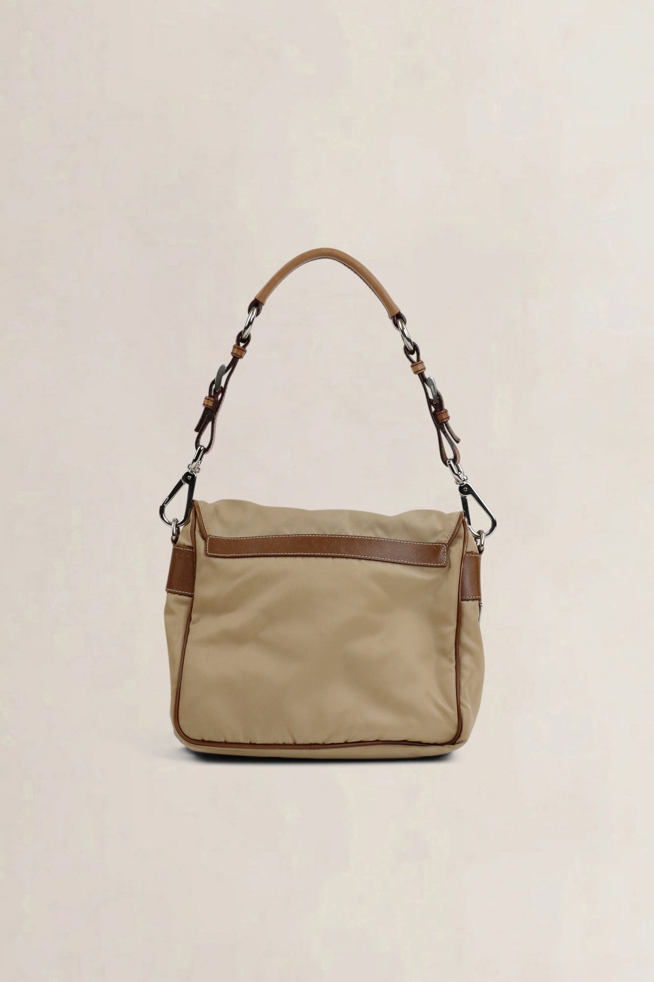 Beige/Brown Nylon Shoulder Bag