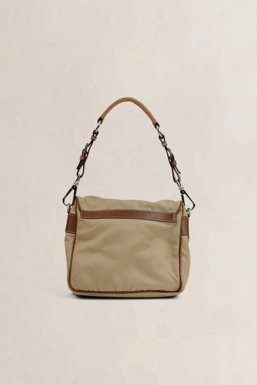 Beige/Brown Nylon Shoulder Bag