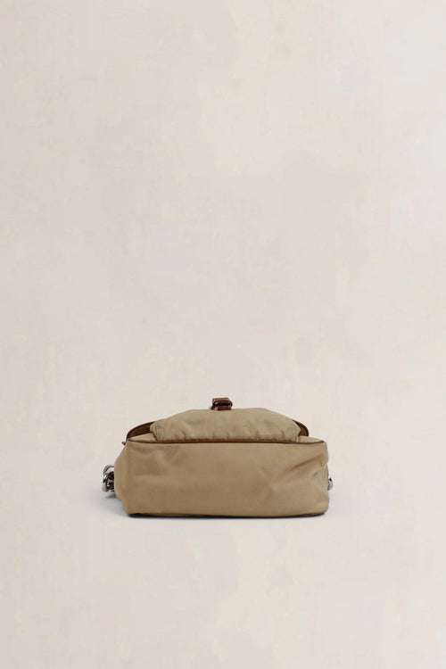 Beige/Brown Nylon Shoulder Bag