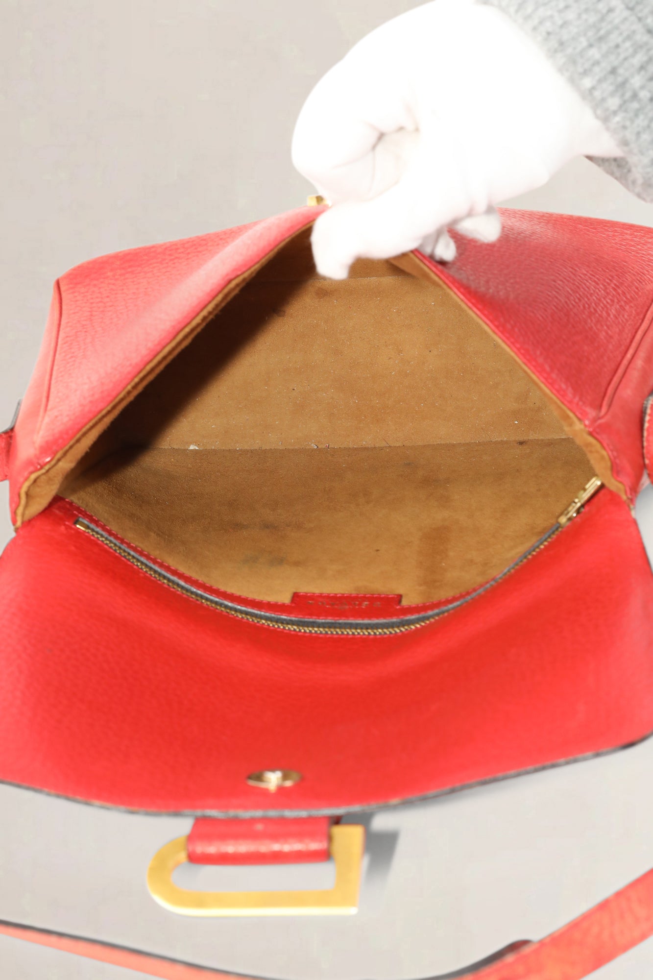 Delvaux Rode Leren Poirier Crossbody Tas