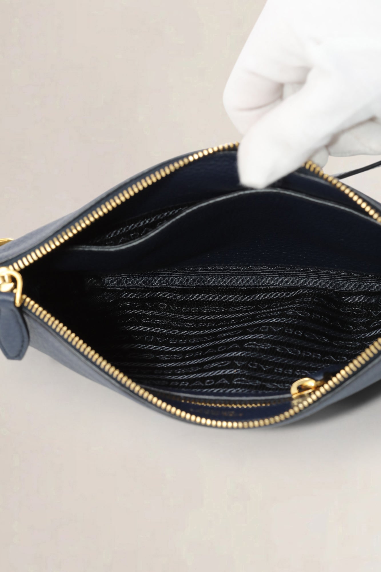 Blue Vitello Daino Crossbody Bag