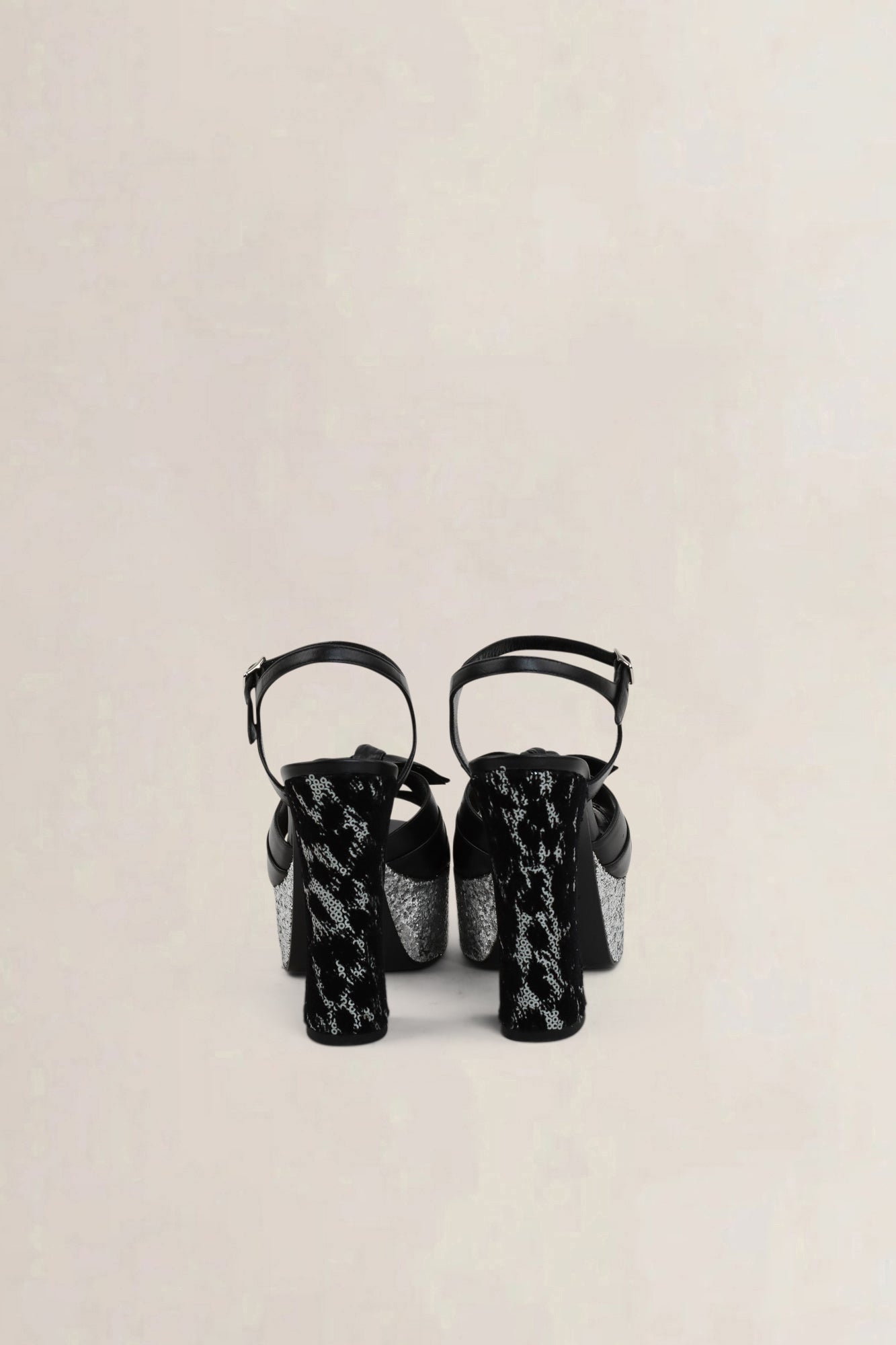 Black/Silver Bianca Platform Sandals